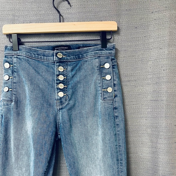 Banana Republic Premium Denim Medium Wash Button Fly High Rose Skinny Jeans 25 - Picture 4 of 12